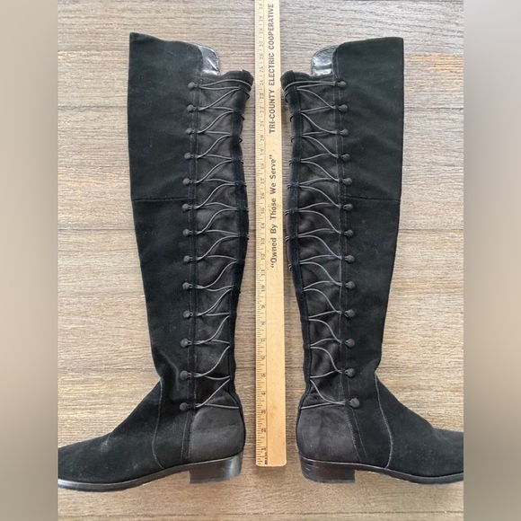 Vince Camuto Croatia Over the Knee Boot BLACK Suede Stretch Size 8.5 - Picture 1 of 9
